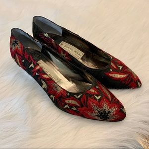 🔥 Bruno Magli Italian Red Floral Heels